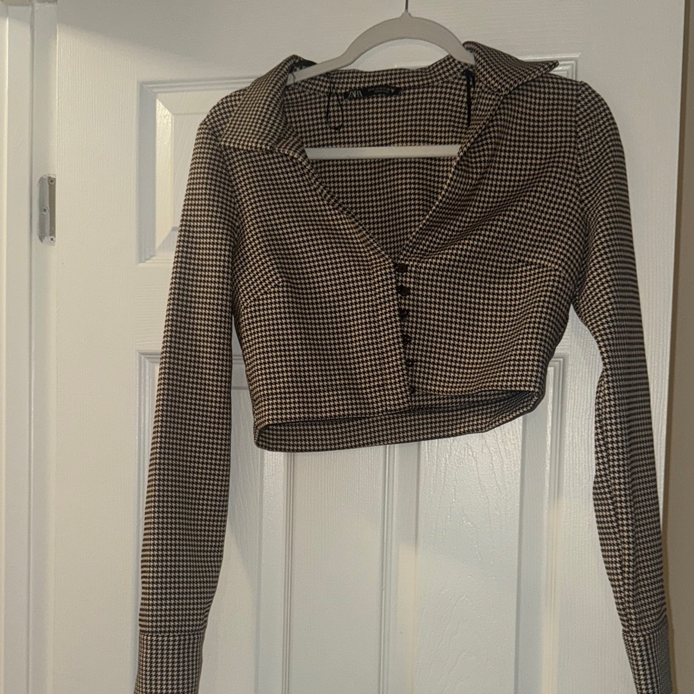 Checkered Black and White Women's Crop Top
